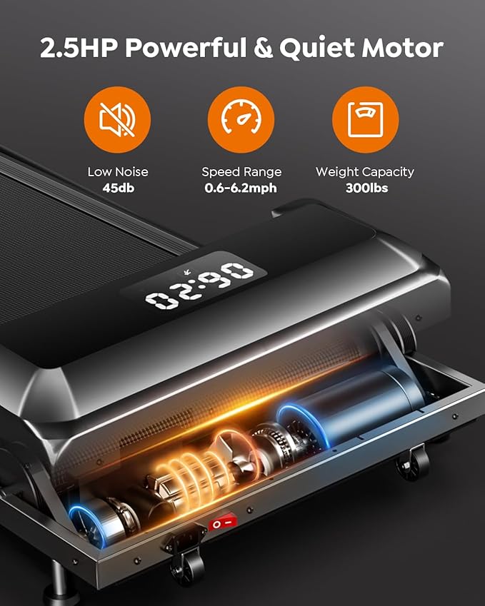 Walking Pad Treadmill with Incline, 2 in 1 Foldable Treadmills for Home Small Office, 300lbs Portable Compact Under Desk Treadmill with App, Remote Control and LED Display