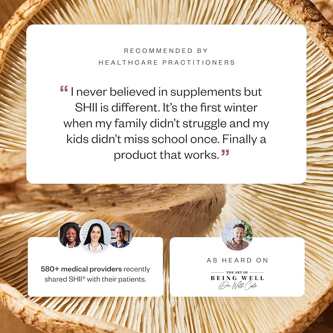 SHII AHCC Daily Immunity Powder, 2.1 Oz - Vegan, Gluten-Free Immune Support Supplement with AHCC, Easy-to-Mix Shiitake Mushroom Powder for Quick Absorption, Promotes Immune Response & Cellular Health