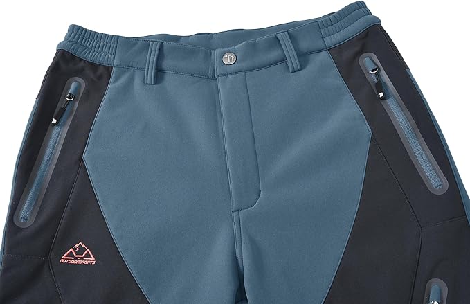 YSENTO Men's Fleece Lined Ski Snow Pants Winter Waterproof Softshell Insulated Hiking Cargo Pants