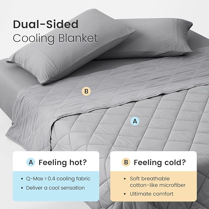 Cozy Bliss Cooling Blanket for Hot Sleepers, Q-Max 0.4 Cooling Comfort Throw Twin Size, Cold Blankets for Night Sweats Sleeping, Ultra-Cool Lightweight Breathable Summer Blanket for Bed Travel