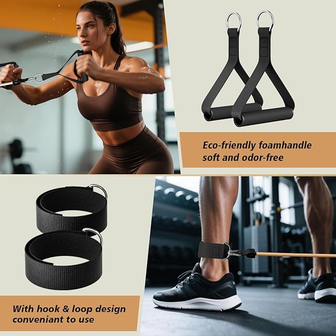 WHATAFIT Resistance Bands, Exercise Bands，Resistance Bands for Working Out, Work Out Bands with Handles for Men and Women Fitness, Strength Training Home Gym Equipment