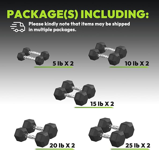 Hex Dumbbell Set, 30-480 lb Set Rubber Encased Exercise & Fitness Dumbbells, Weights Dumbbells Set, Hand Weight for Strength Training