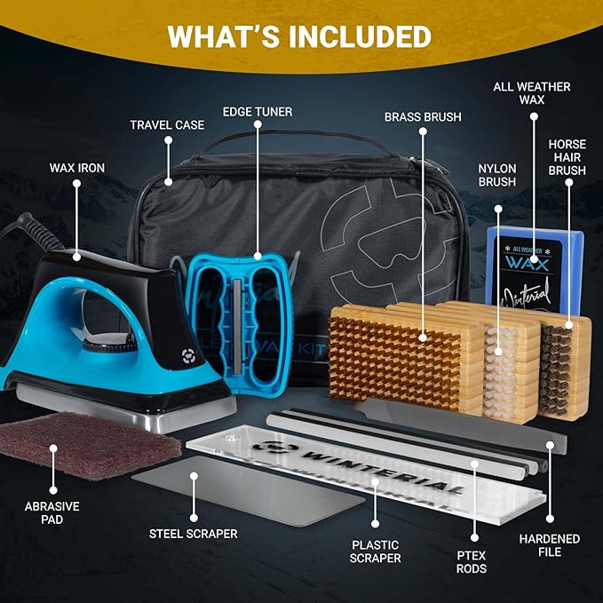 Winterial Snowboard and Ski Tuning Kit, with Iron, All-Temp Snowboard Wax, Angled Edge Tuner File