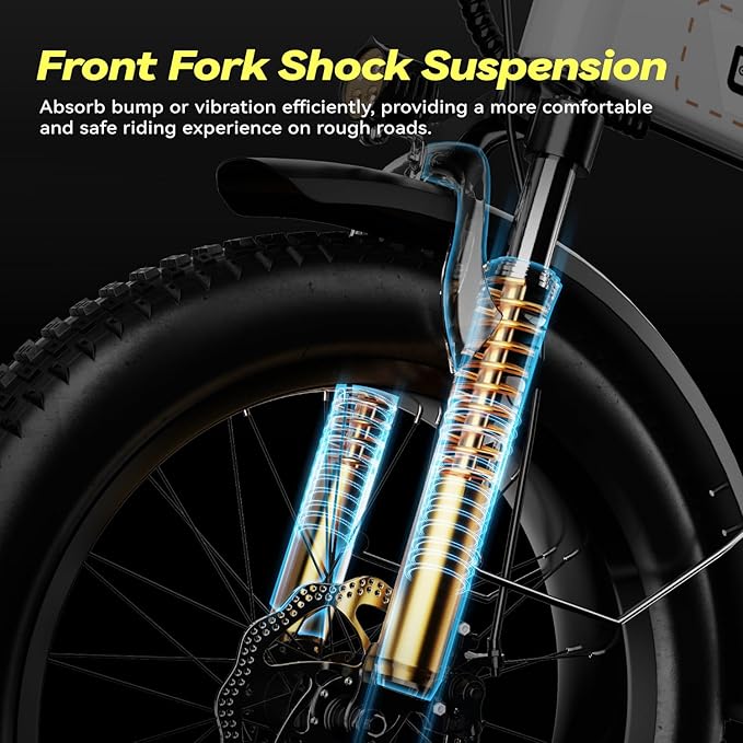 Foldable Electric Bike for Adults, 30+MPH, 48V 20Ah Removable Lithium Battery up to 80Miles, 20" Fat Tire 1000W Peak Motor Dirt Ebike Adult Electric Bicycle for Commute Beach Mountain E Bike