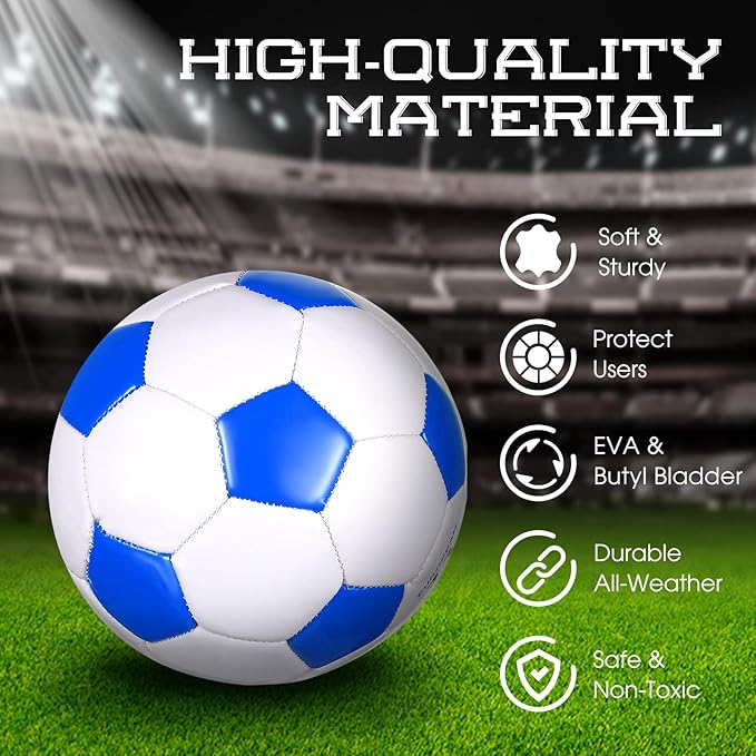 Soulchen 16 Pcs Soccer Balls Bulk with 2 Pcs Pump Size 3/4/5 Deflated Training Soccer Ball for Youth Adult Back to School Outdoor Indoor Sports Training Practice Game Play Competition, 8 Color