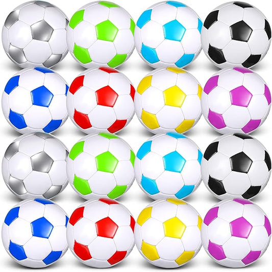 Soulchen 16 Pcs Soccer Balls Bulk with 2 Pcs Pump Size 3/4/5 Deflated Training Soccer Ball for Youth Adult Back to School Outdoor Indoor Sports Training Practice Game Play Competition, 8 Color