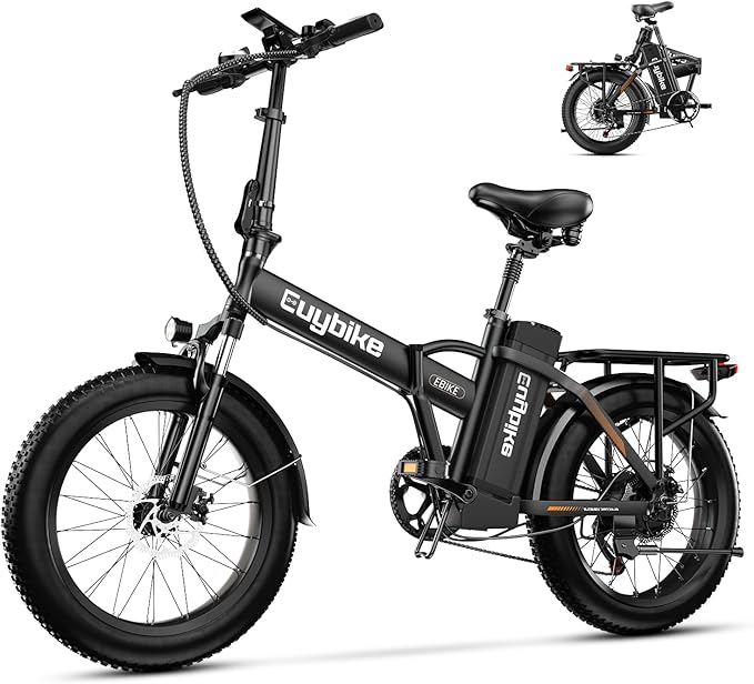 Foldable Electric Bike for Adults, 30+MPH, 48V 20Ah Removable Lithium Battery up to 80Miles, 20" Fat Tire 1000W Peak Motor Dirt Ebike Adult Electric Bicycle for Commute Beach Mountain E Bike