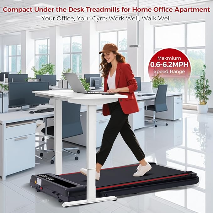 Walking Pad with Handle Bar, 3.0HP Compact Portable Walking Pad Treadmills for Home Small with Handles, 0.6-6.2MPH Electric Small Under The Desk Treadmill for Small Space, 320LBS