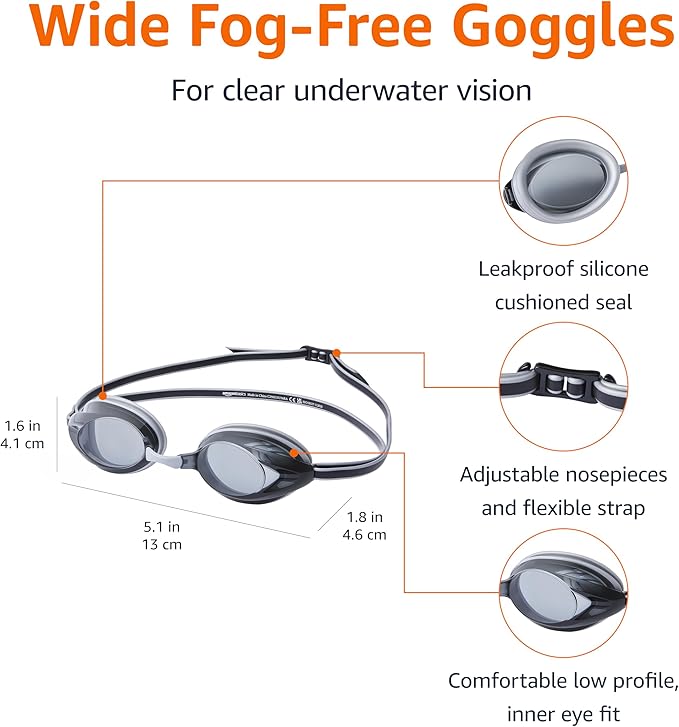 Amazon Basics Unisex Swim Goggles