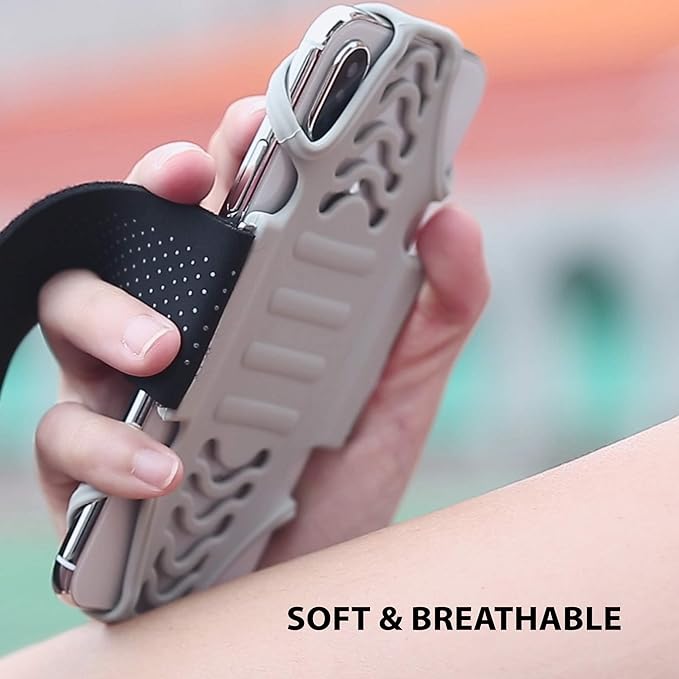 BONE Run Tie, Running Cell Phone Holder, Skin-Friendly & Washable Silicone Sport Armband, Universal Workout Phone Carrier Compatible with Most Smartphone (Black - Size S/Arm Size 7.9-9.8'')