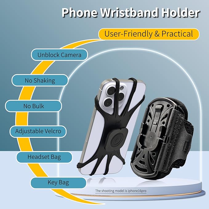 Running Armband 360°Rotatable for Phone Holder,Upgrade Anti-Drop Forearm Phone Armband for iPhone 16/15/14/Pro/Mini/12/11/SE/XR XS,Fits All 4-6.5 Inch Smartphones (ArmBlack)