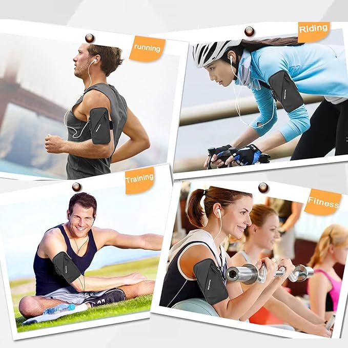 Phone Holder Arm Band, Small Crossbody Shoulder Holsters Bag with Arm Bands, Fits iPhone and Android, Use for Running, Walking, Hiking & Biking (6.7 Inches, Black)