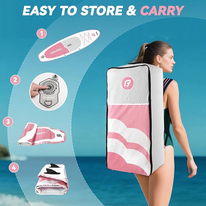 FBSPORT 11FT Premium Inflatable Stand Up Paddle Board with Electric Pump, Yoga Board with SUP Accessories & Carry Bag | Wide Stance, Surf Control, Non-Slip Deck, Leash and Paddle for Youth & Adult