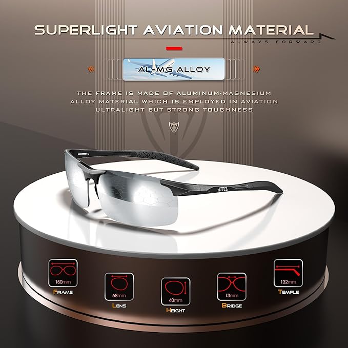 ATTCL Men's Sports Polarized Sunglasses Men for Driving running Fishing Golf - UV Protection Sun glasses Metal Frame