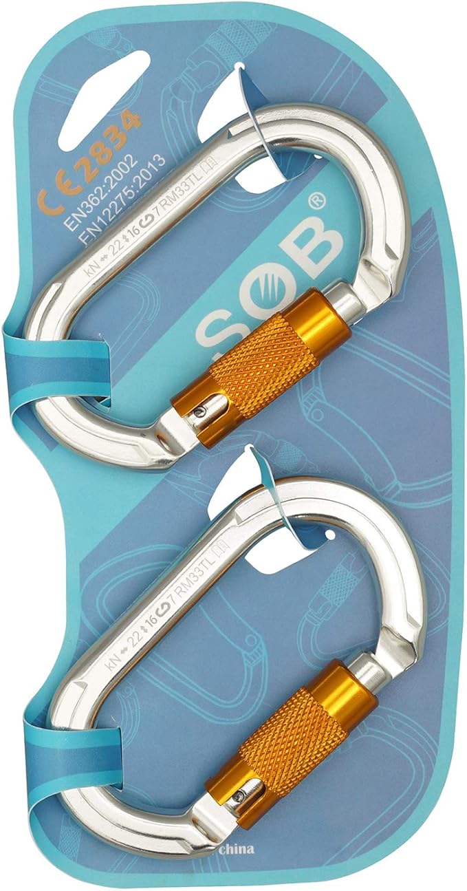 SOB Auto Locking Climbing Carabiner Clips,Heavy Duty Asymmetrical Carabiner Connector Used for Rappelling Gear Rescue Outdoor Projects Dog Leash