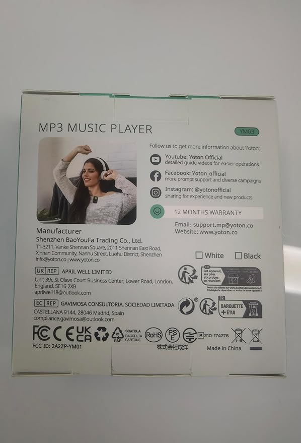 YOTON MP3 Player with Bluetooth 5.2, 64GB Storage, Mini Size, HiFi Music, with Sports Clip, Independent Volume Control, FM Radio, Includes Headphones (Green)