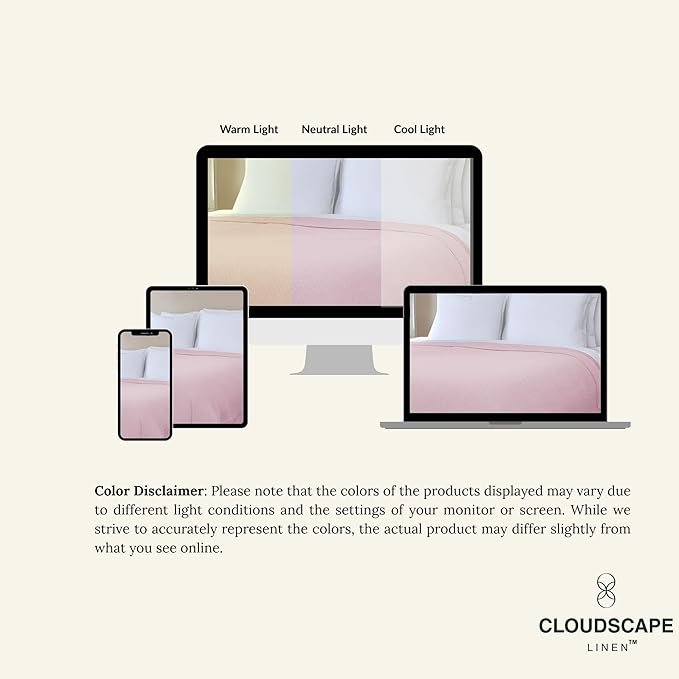 Cloud Scape Linen Herringbone Cotton Throw Blanket for Couch, Bed,Sofa, Home Decor, Soft, Lightweight, All-Season Bed Blanket, 50 x 70, Seashell Pink