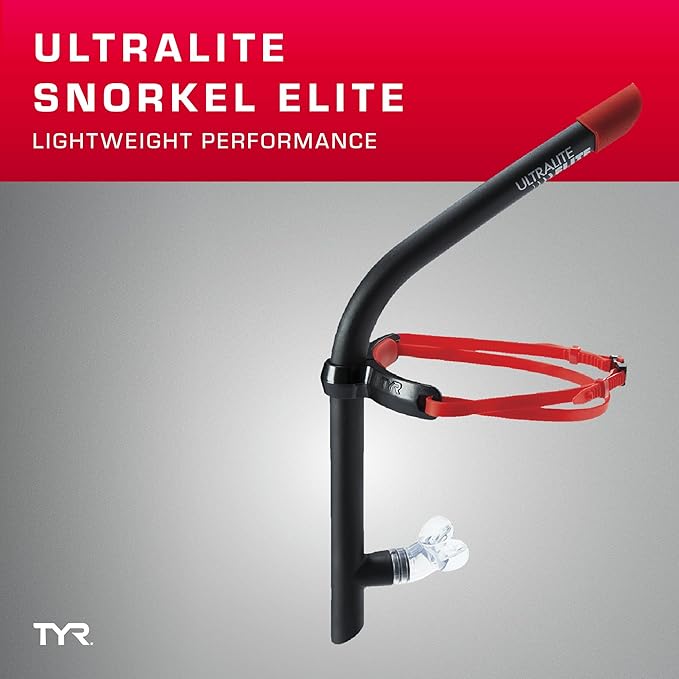 TYR Ultralite Elite Swim Snorkel - Adult Snorkeling Gear for Swimming Training - Ultra-Lightweight and Comfortable for Body Alignment Exercises