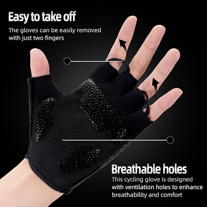 Cycling Gloves for Men Women, Half Finger Bike Gloves for Biking, Gym, Weight Lifting, Rowing, Riding, Outdoor Sports