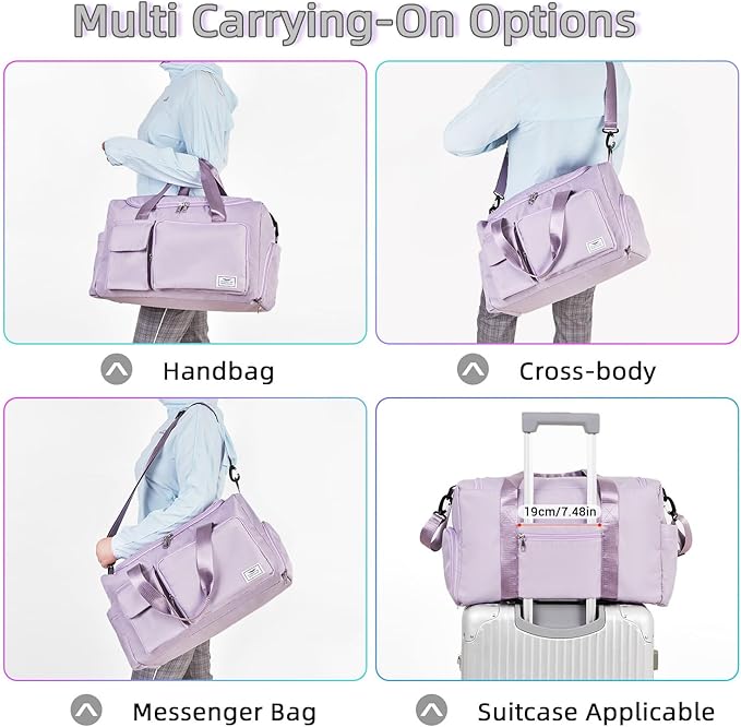 FIORETTO Women's Gym Duffle Bag with Shoes Compartment, 37L Capacity, Ideal for Travel, Gym, Sports, Duffel, Weekender