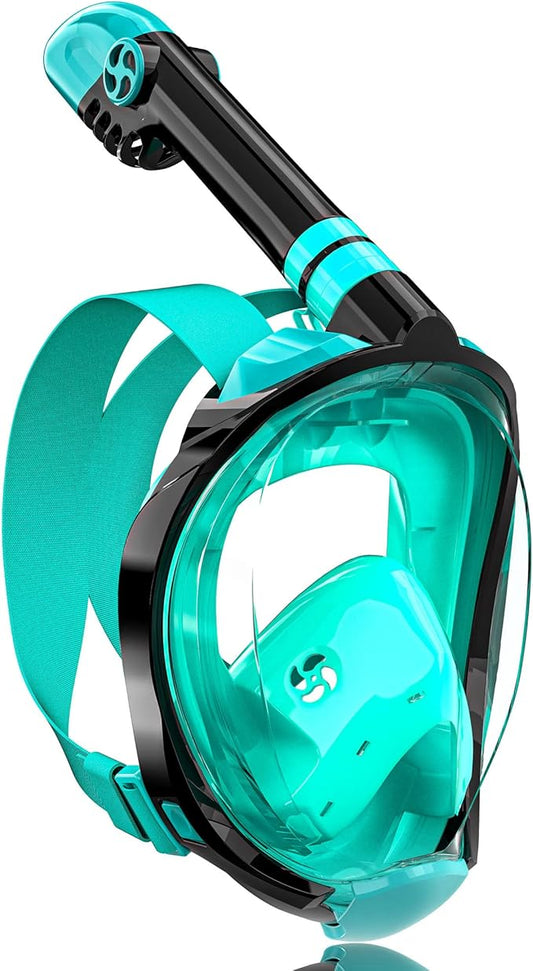 QingSong Full Face Snorkel Mask for Adults, Snorkeling Gear with Camera Mount, 180 Degree Panoramic View Snorkel Set Anti-Fog Anti-Leak