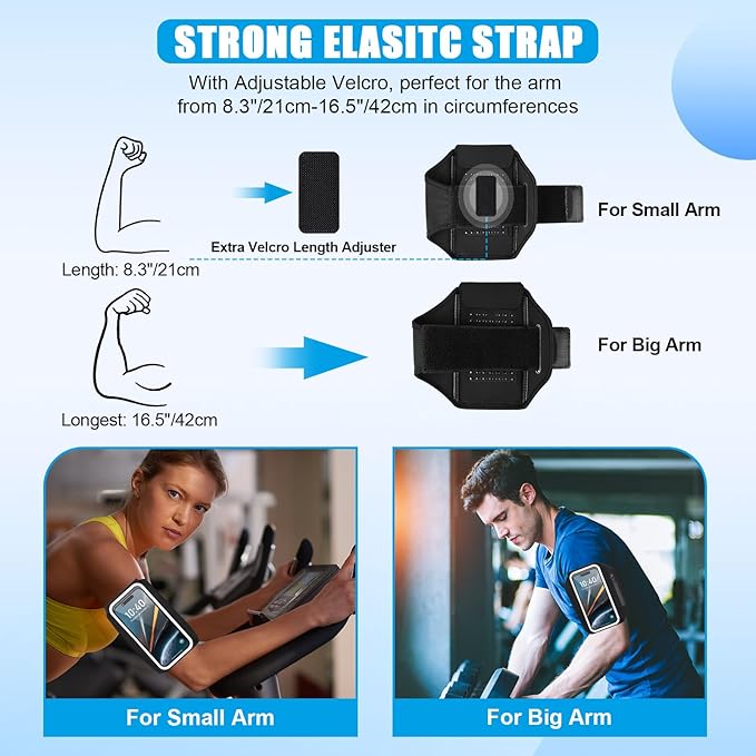Running Phone Armband with Earphone Holder - 3D Design Cell Phone Armband for iPhone 15/14/13 Pro/Plus & Galaxy S20/S10, Water Resistant Sports Phone Holder with Key Slot for 6.9" Device