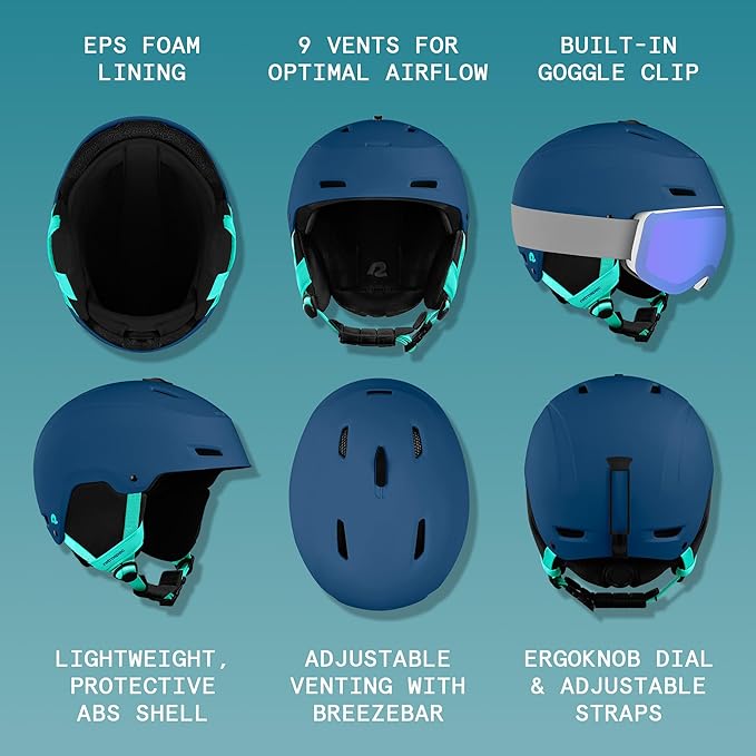 Retrospec Zephyr Ski Helmet - Snowboard Helmet for Adults & Youth - Adjustable Fit with Breathable Vents for Men, Women, Boys and Girls