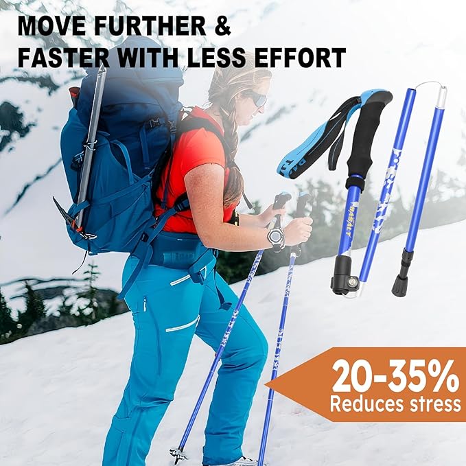Trekking Poles Lightweight Collapsible Hiking Poles Folding Aluminum Walking Sticks 2 Pack Walking Sticks for Hiking