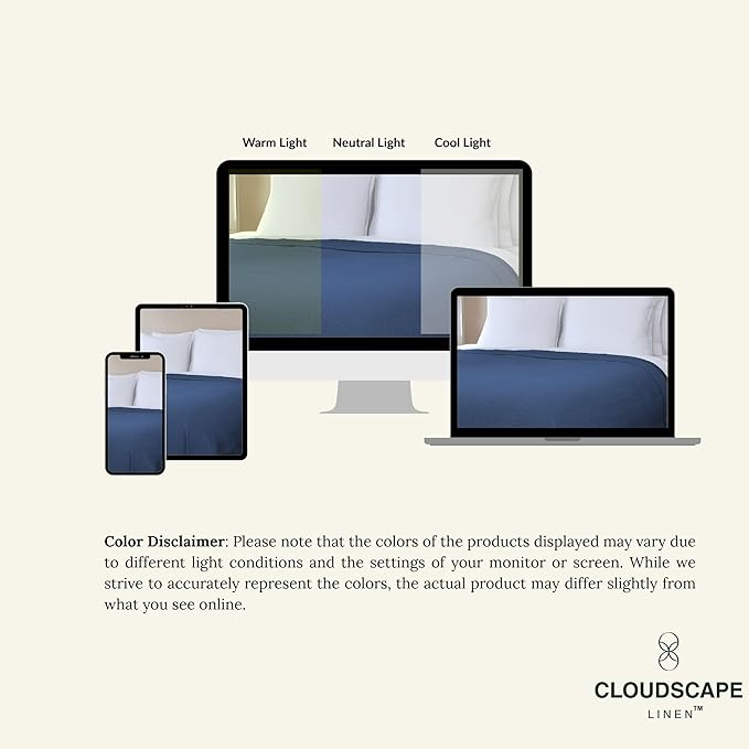 Cloud Scape Linen 100% Cotton Blanket King Size for Bed – Lightweight Summer Blanket, Herringbone Weave,fits California King Size Bed, 92x108,Ensign Blue