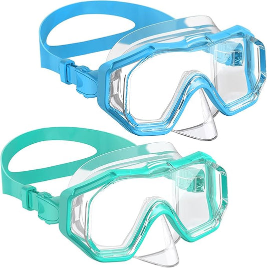 W WSTOO Kids Swim Goggles with Nose Cover,Snorkel Diving Swimming Mask for Youth 5-15,HD 3-Window Wide Vision Anti-Shattered Lens Anti-Fog&Leak