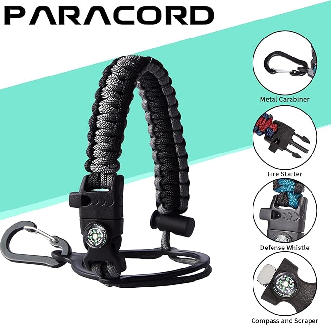 Half Gallon Insulated Water Bottle - with Straw & Spout Lid, Paracord Handle & Carrier Bag, Protective Cup Mat, 64oz Vacuum Stainless Steel Water Bottle, Metal Vacuum Flasks Keep Cold 48h Hot 24h