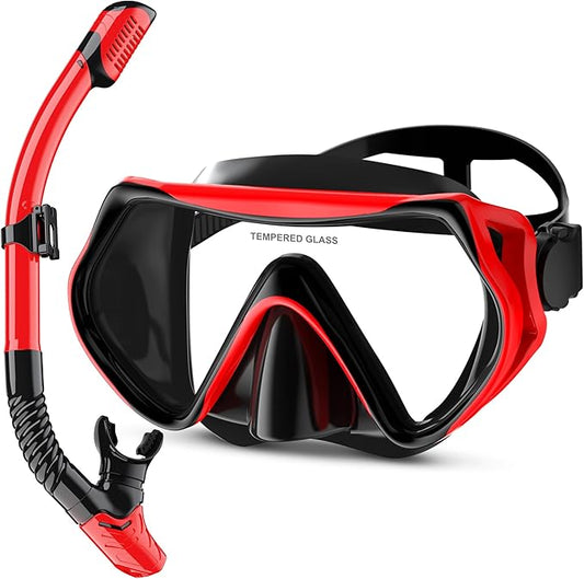 Snorkeling Gear, Dry Snorkel Set180° Panoramic Wide View,Anti-Fog Scuba Diving Mask, Professional Snorkeling Gear for Free Breathing, Swimming, Diving