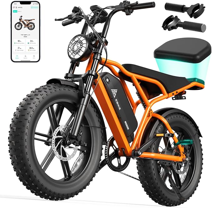 TST Electric Bike for Adults 1500W Peak 20" Fat Tire All-Terrain E-Bike 60/110 Miles 28MPH Electric Dirt Bike for Road Sand Mountain Snow - 48V 15/25AH Battery Powered Electric Motorcycle