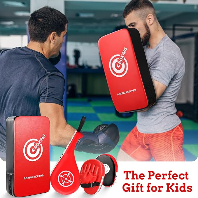 Punching Mitts Kick Pack Set, Boxing Pads Curved Focus Punching Mitts Kickboxing Striking Target Pads for Kids Men Women, Martial Arts Training Equipment for Boxing Taekwondo Karate Muay Thai
