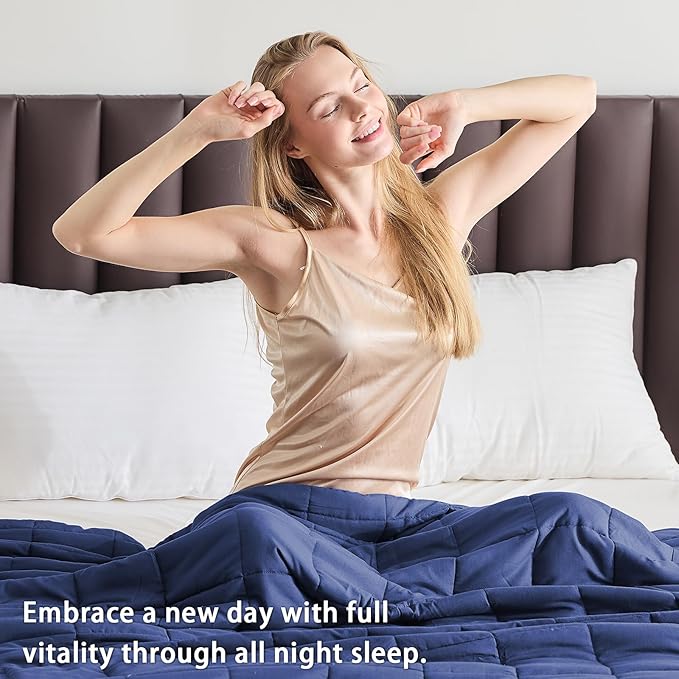 yescool King Size Weighted Blanket for Adults (25 lbs, 80” x 87”, Blue) Cooling Heavy Blanket for Sleeping Perfect for 240-260 lbs, Breathable Blanket for Adults & Couple All Season, Machine Washable