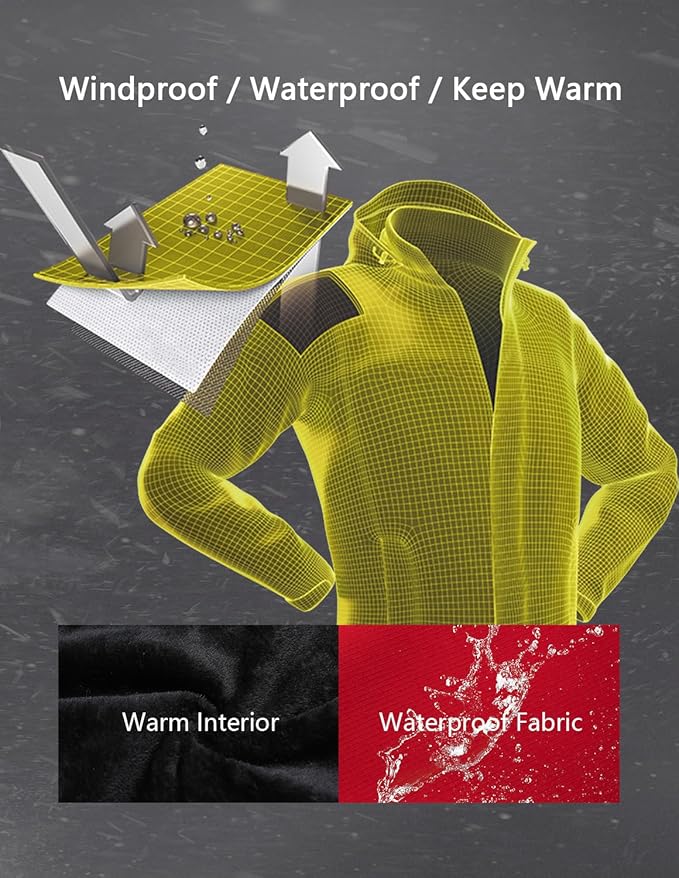 Men's Ski Jacket Warm Winter Snow Coat Waterproof Mountain Windbreaker Snowboarding Jacket Hooded for Hiking Traval