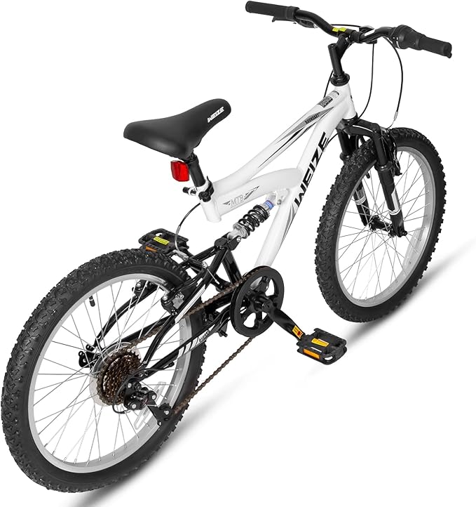 WEIZE Kids Mountain Bike, 20 inch Kids' Bicycles for 6-11 Years Old Boys Girls with Dual Full Suspension, 6 Speeds Drivetrain, High-Carbon Steel Frame, Ideal for Young Riders and Adventurers