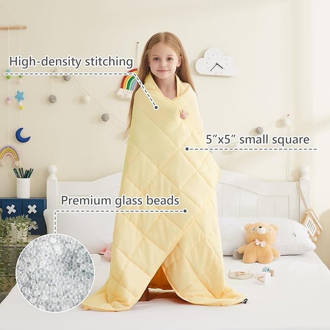 L'AGRATY Weighted Blanket - 40"x60" 7lbs Cooling Breathable Weighted Heavy Blanket Microfiber Material with Glass Beads Small Blanket for All-Season Summer Fall Winter Soft Thick Blanket