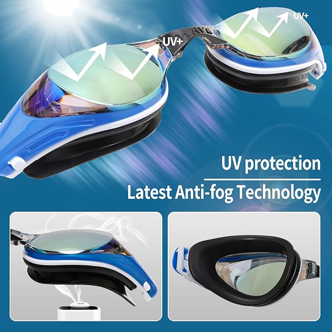 Nearsighted Swim Goggles, Shortsighted Optical Swimming Goggles No Leaking Anti Fog UV Protection for Adult Men Women