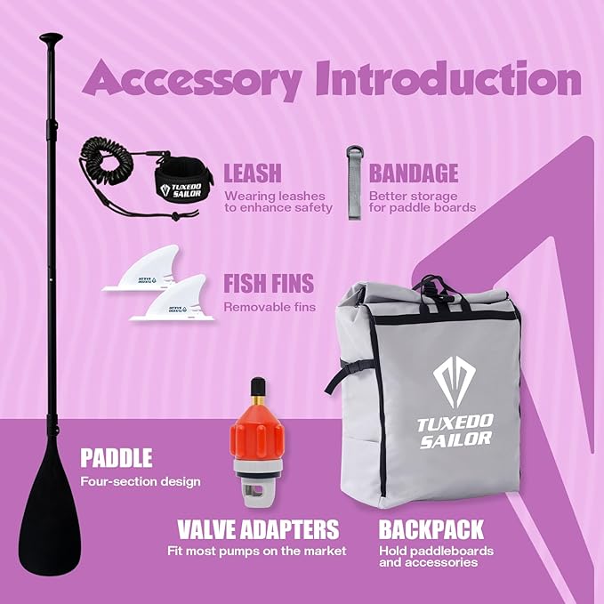 Tuxedo Sailor Kids Inflatable Paddle Board Lightweight and Safe Fishing Stand Up Paddle Board for Adults with Accessories