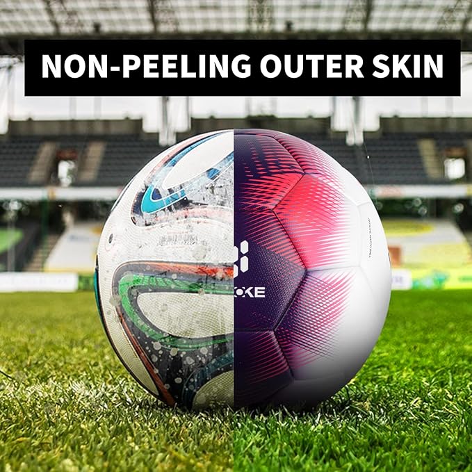 SHOKE Soccer Ball Size 5 Official Size Soccer Ball Thermal Bonded Training Slip Resistant