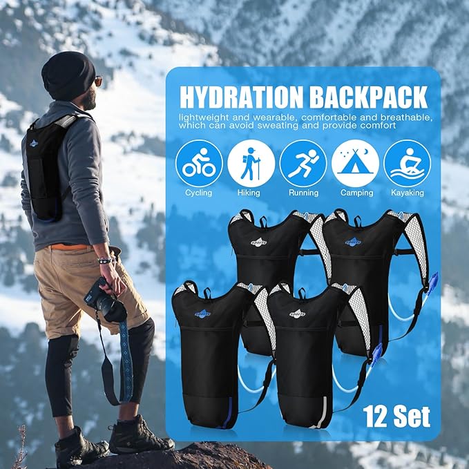 Sweetude Hydration Backpack Set with 2L Water Bladder for Men and Women Lightweight Water Pack for Cycling Biking Hiking Running Climbing