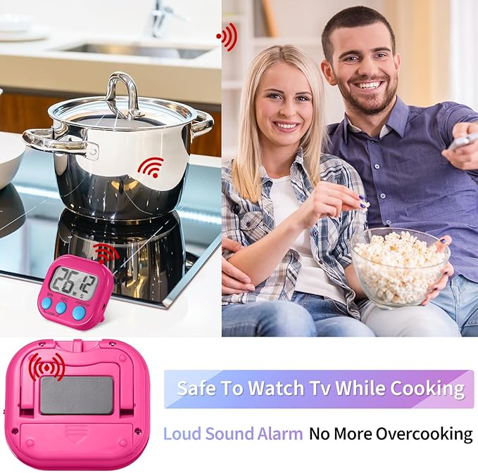 Macarrie 48 Pcs Digital Kitchen Timer Bulk Small Magnetic Backing Stand Timer Clock Loud Alarm LCD Display Electronic Minute Second Count Countdown Alarm for Teacher Classroom Cooking Baking (Fashion)