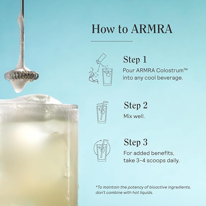 ARMRA Colostrum™ Powder | Unflavored | Gut Health & Bloating | Skin & Hair | Immunity | Keto, Gluten & Fat-Free | 60 Servings