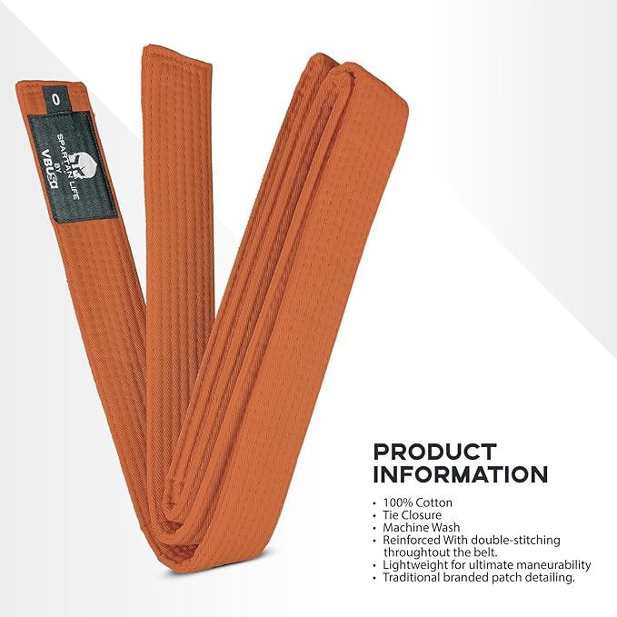 Karate Belt, All-Purpose Martial Arts Belt, Judo, Taekwondo Belt, Durable MMA Color Rank TKD Belt Size 0-6.