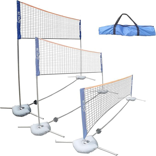 Portable Height Adjustable Badminton Volleyball Tennis Net Set Multi-Purpose Sports Equipment with Poles Stand and Carry Bag for Kids Adult Outdoor Exercise