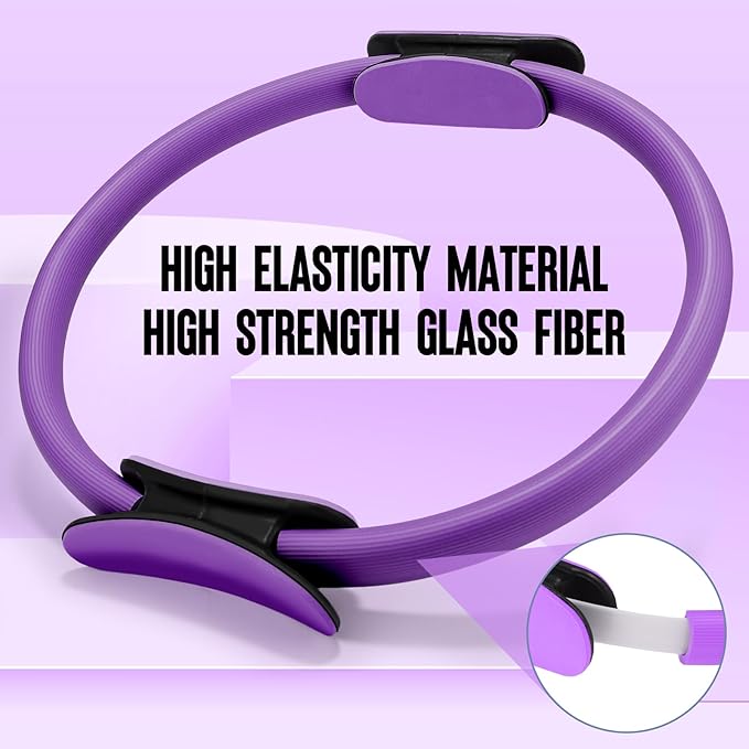 Pilates Ring Fitness Circle 14" Yoga Rings Magic Circle with Dual Padded Handles for Toning Arms, Thighs/Legs & Core，Home Exercise Equipment ﻿
