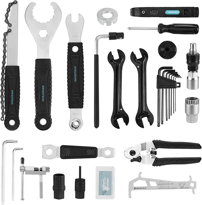 Swiss+Tech 30 Piece Bike Repair Tool Kit, Bicycle Maintenance Tool Set with Storage Case, Bike Accessories for Mountain/Road/Park Bike