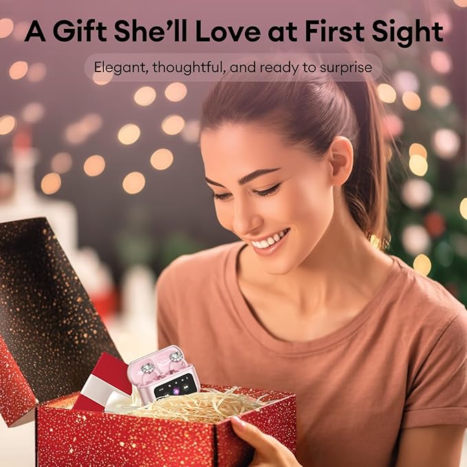 PAXA Stylish Open Ear Clip On Earbuds with Removable Diamond Earring, Clip On Headphones with LCD Touch Screen, Fashionables Open Ear Headphones for Women, Diamond Earring Rose Gold Earbuds