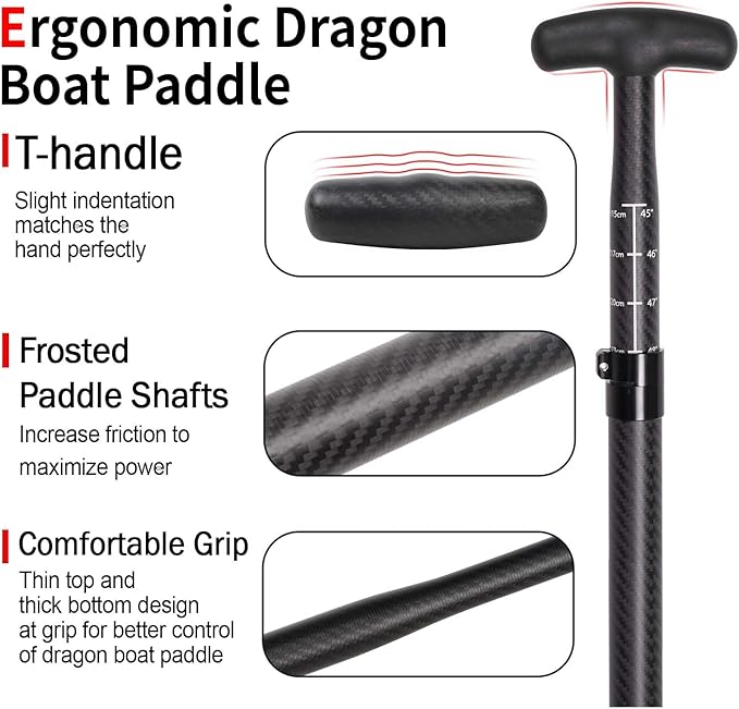 Dragon Boat Paddle Lightweight Full Carbon Fiber with Paddle Bag, 120/122/125CM (47/48/49 Inches) and Adjustable Dragon Boat Paddle115-130cm（）, IDBF Approved